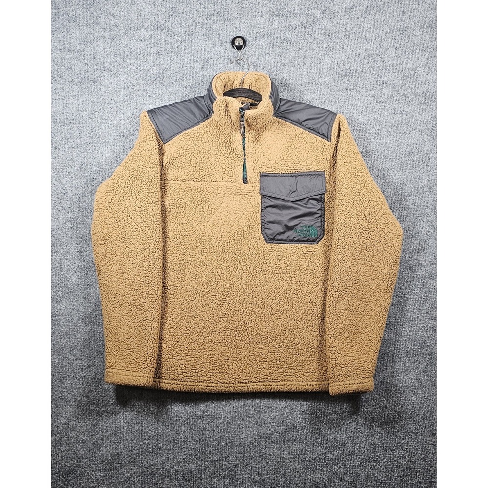 The North Face Groveland Sherpa High Pile 1/4 Zip Pullover Sweater S Chestnut